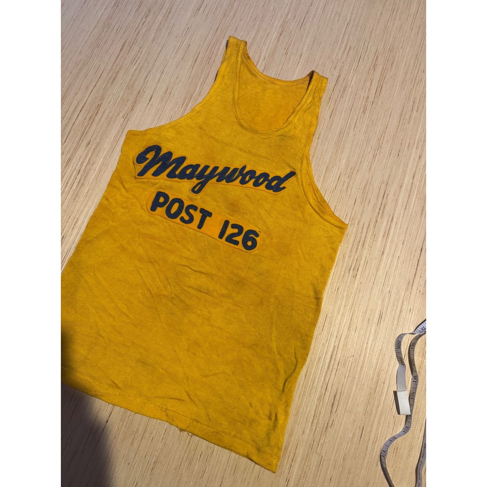 Vintage MacGregor Gold Smith Maywood Post 126 Jersey Tank Top Yellow Size M 47